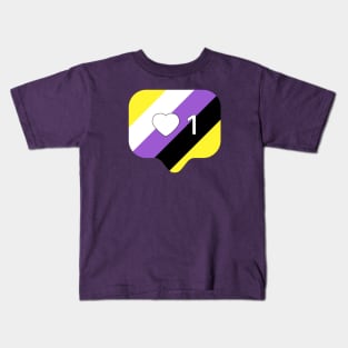 Instagram Heart Notification - Non-Binary Pride Flag Kids T-Shirt